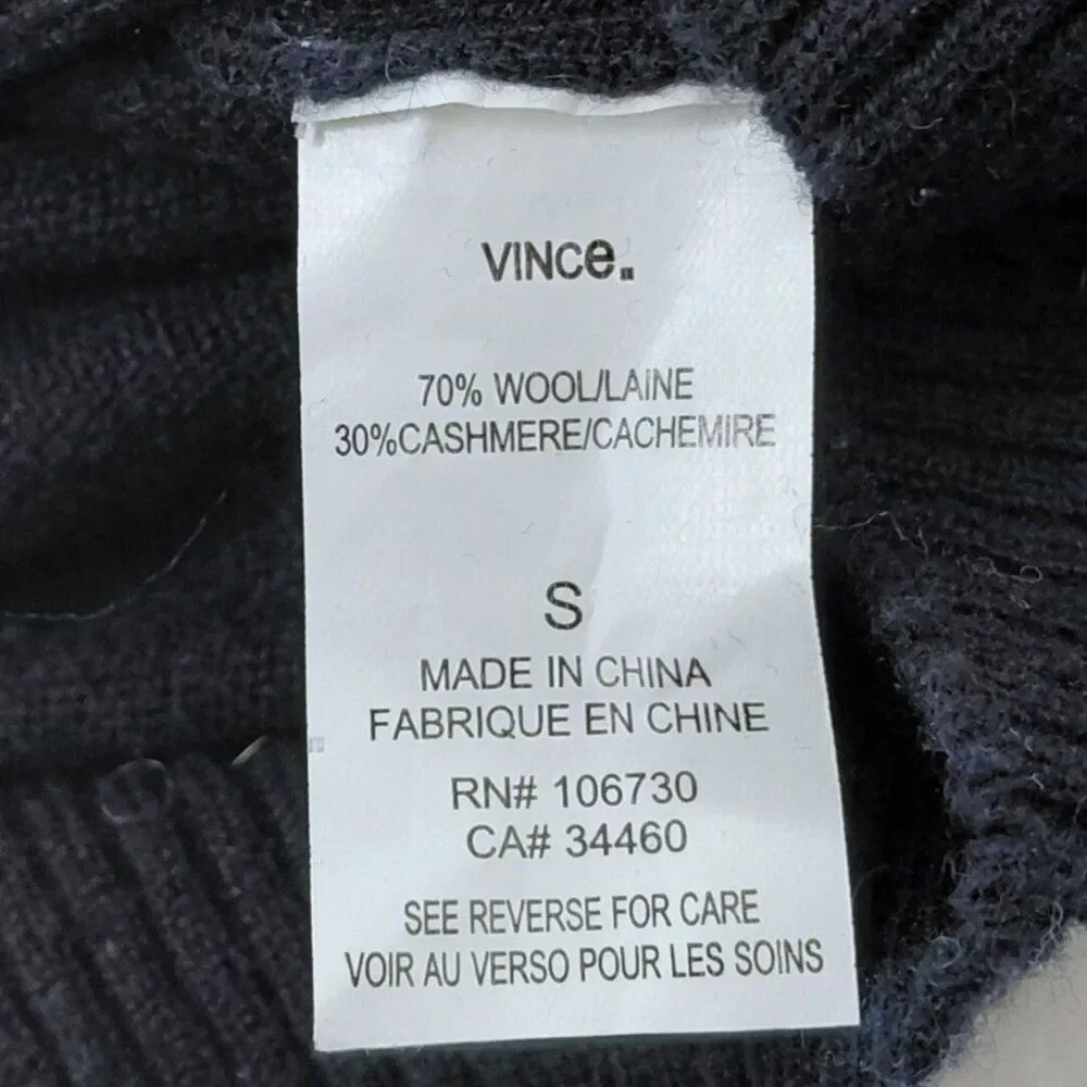 Vince Women's Navy Blue Wool & Cashmere Oversize Fit Turtleneck - Size Small